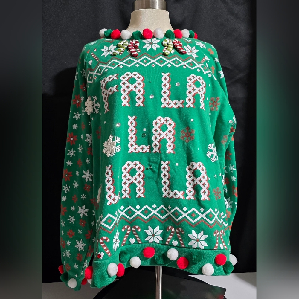 Freeze Light Up Ugly Christmas Fa La La Sweater Sweatshirt Unisex Size XL Works